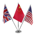 Three Table Flag poles with Single sided flags